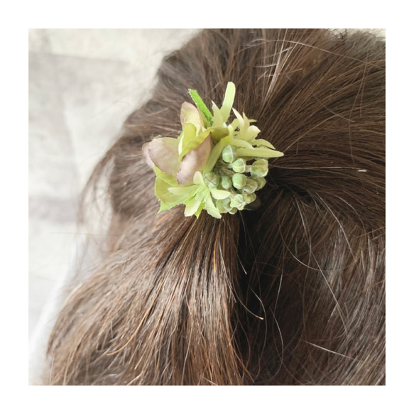 No4 髪飾り ヘアアクセサリー 髪ゴム ヘアゴム グリーン アーティ 