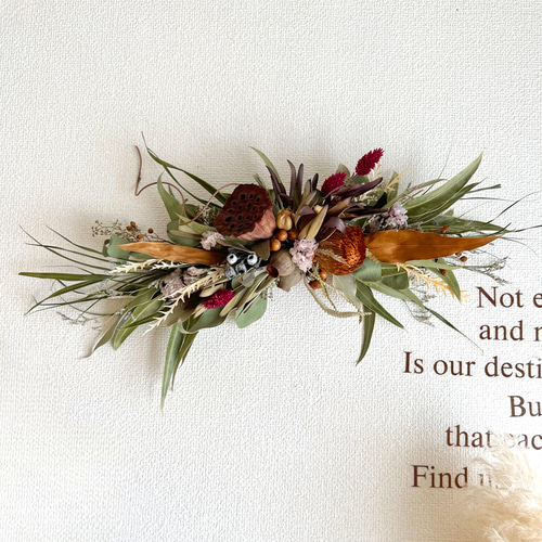 秋を感じる横長スワッグ 横長ガーランド 50cm ネイティブフラワー