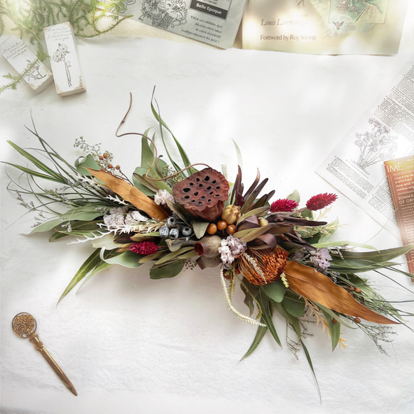 夏草と木の実の横長スワッグ 夏草と木の実の横長スワッグ