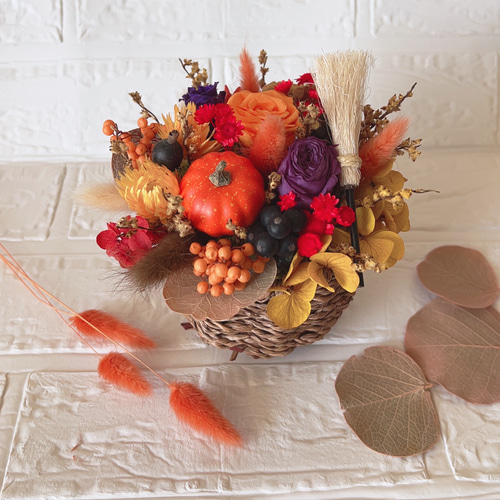 ハロウィンバスケット ハロウィン プリザーブドフラワー フラワー