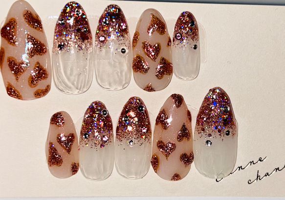 ジェルネイルチップ　ピンク　フレンチ　リボン　埋め尽くし　ハート 1793797444.jpg?1674015460