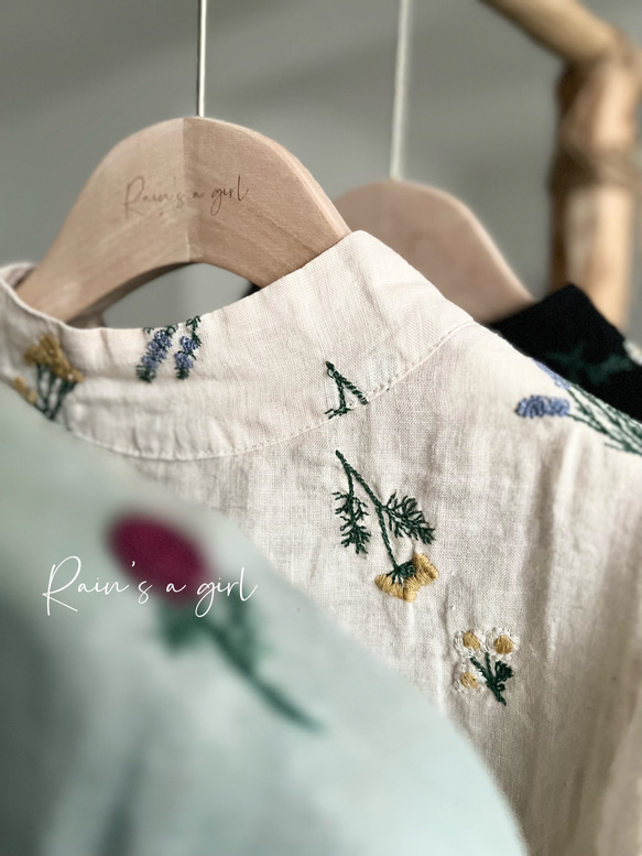 特集掲載☆再再々販売】100％リネン＊アンティーク風花柄刺繍