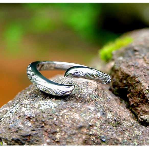 ハワイアンジュエリー リング 指輪 スクロール メンズ レディース サージカル ステンレス 9枚目の画像