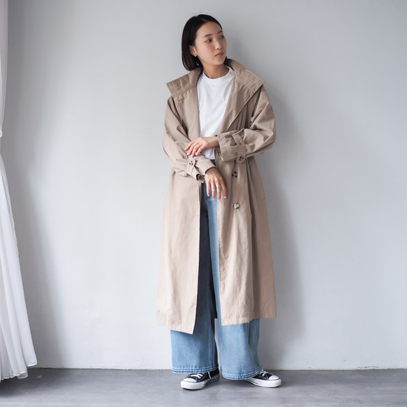 スタンドカラーコート ロング丈 ベージュ コート BLUEWHITE 通販