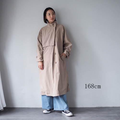 スタンドカラーコート ロング丈 ベージュ コート BLUEWHITE 通販