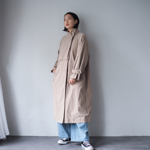 スタンドカラーコート ロング丈 ベージュ コート BLUEWHITE 通販