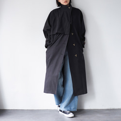 スタンドカラーコート ロング丈 スミクロ コート BLUEWHITE 通販