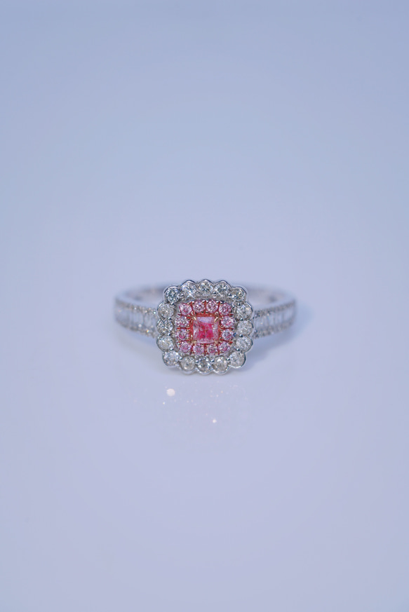 ピンクダイヤモンド付きリングk18