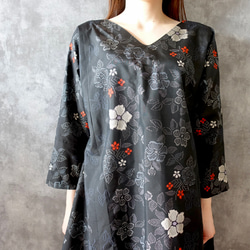 着物リメイクワンピース★大島紬★Aラインワンピ&バッグ&スヌード&ブローチ　４点 着物リメイクワンピース☆大島紬☆Aラインワンピ&バッグ&スヌード