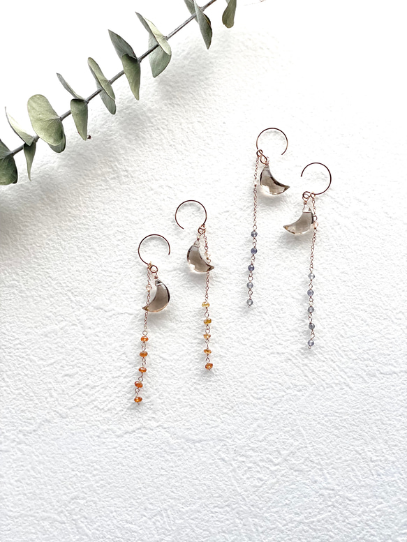 みかづき！【1点のみ】アクアマリン 天然石 ピアス シルバーフィルド みかづき！【1点のみ】アクアマリン 天然石 ピアス シルバー