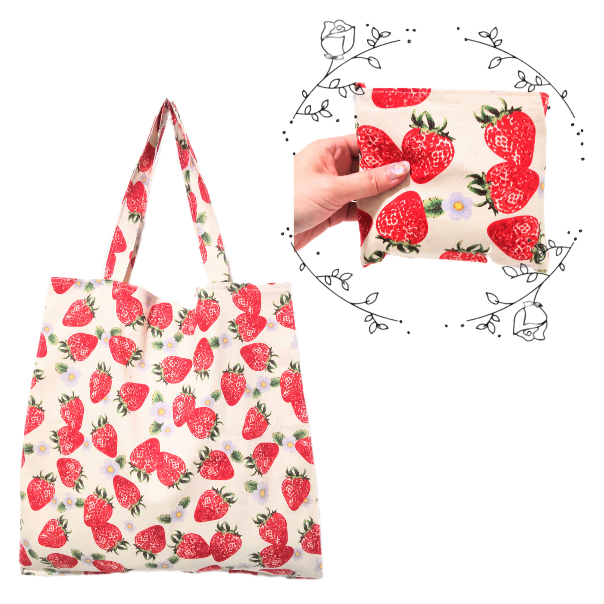 Marimekko - Mansikka ファブリックバッグ マンシッカ いちご柄