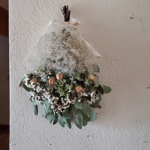 【SALE】ユーカリとスモークツリーのハーフリース* * *ラッピング無料 ユーカリ・スモークツリーリース No.112 | green88