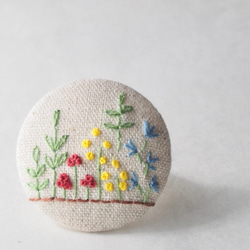 刺繍ブローチ 菜の花 ヘアゴム可 くるみボタン 送料無料 ブローチ 塩