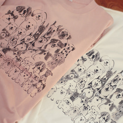 【SALE】犬集合　ロングスリーブ　Tシャツ　ピンク（長袖） 2枚目の画像