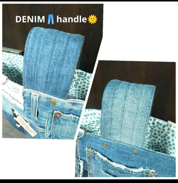 No.315【DENIM✖️BIRD 太めワンハンドルBAG❤️wide幅✨】お揃いチャーム付 8枚目の画像