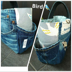 No.315【DENIM✖️BIRD 太めワンハンドルBAG❤️wide幅✨】お揃いチャーム付 7枚目の画像