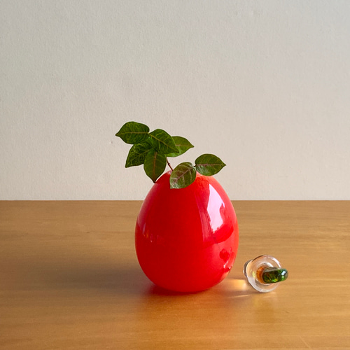 赤色ガラス花瓶 木箱付き 赤いクリスタルガラスの花瓶ポット、家