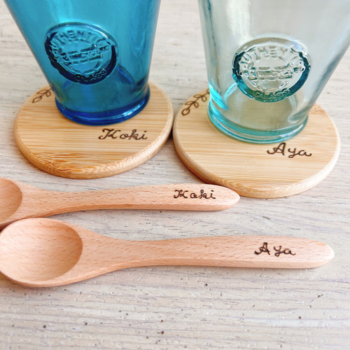 ◇SALE◇1250円→500円 名入れコースター＆スプーンセット〜出産祝い