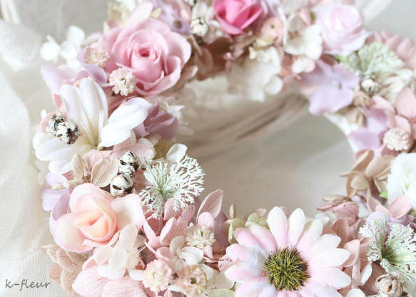 送料無料 甘いピンクのお花たち プリザーブドフラワー K-FLEUR