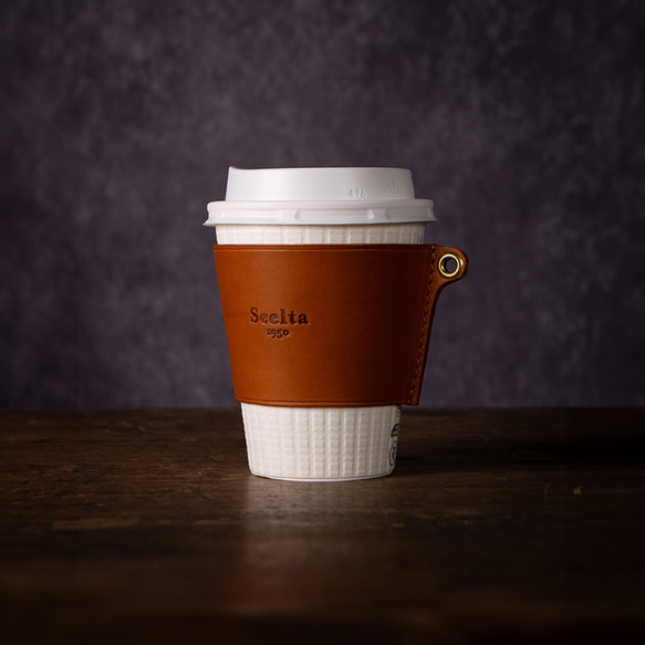 カップスリーブ 【イタリアンレザー】 コーヒーカップホルダー カフェ スタバ 雑貨 プレゼント 8枚目の画像