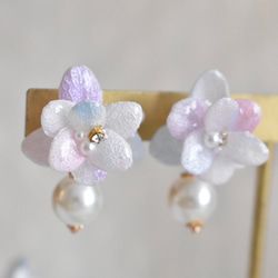 しゃぼん玉紫陽花の耳飾り 2枚目の画像