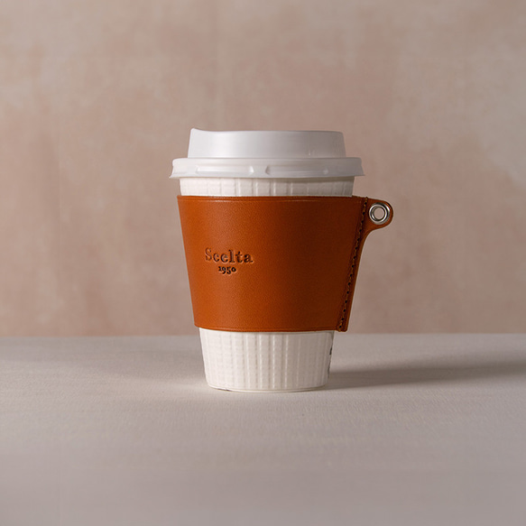 カップスリーブ 【国産レザー】 コーヒーカップホルダー カフェ coffee スタバ 雑貨 プレゼント 2枚目の画像