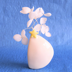 【小さい 花瓶 月３点セット　満月・半月・三日月】白 陶器 ミニチュア 一輪挿し 手作り 贈り物 星 月 8枚目の画像