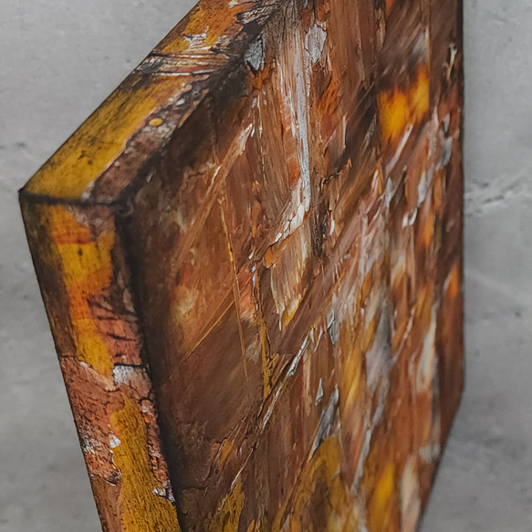 ひろ・あおき　作　「盤035」　アクリル/木製パネル　S3　27.3x27.3cm　抽象絵画　現代アート　スクエア 17枚目の画像