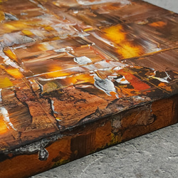 ひろ・あおき　作　「盤035」　アクリル/木製パネル　S3　27.3x27.3cm　抽象絵画　現代アート　スクエア 10枚目の画像