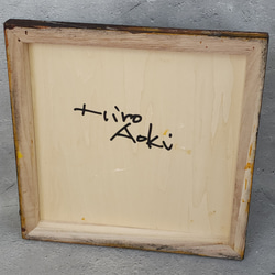 ひろ・あおき　作　「盤035」　アクリル/木製パネル　S3　27.3x27.3cm　抽象絵画　現代アート　スクエア 18枚目の画像