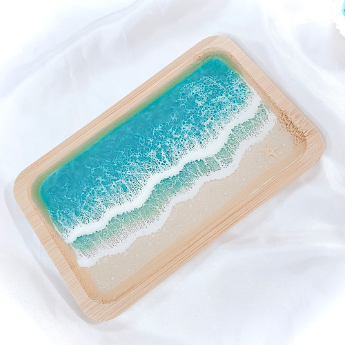 ビーチバンブートレー』 海アート レジン アクセサリー 小物入れ