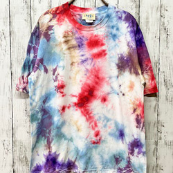 タイダイ染め　ビッグシルエット Tシャツ　Mサイズ　ブルー×レッドミックス　Hippies Dye HD20-23 5枚目の画像