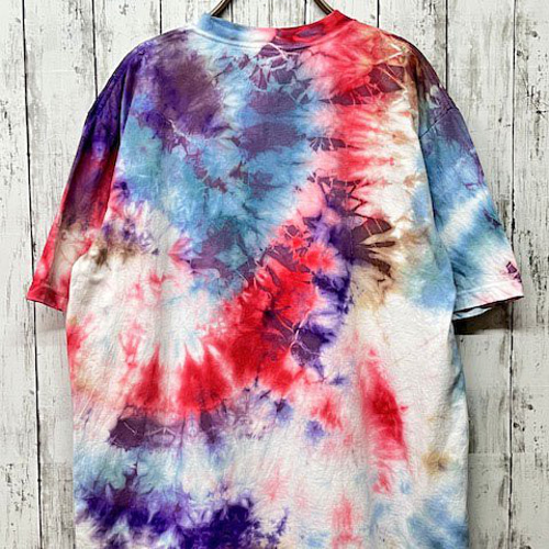 タイダイ染め ビッグシルエット Tシャツ Mサイズ ブルー×レッド