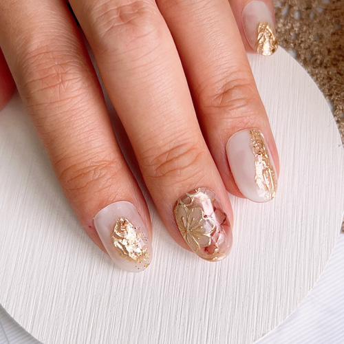 フラワーミラーネイル/成人式/前撮り/和装/ウエディング/着物/振袖  