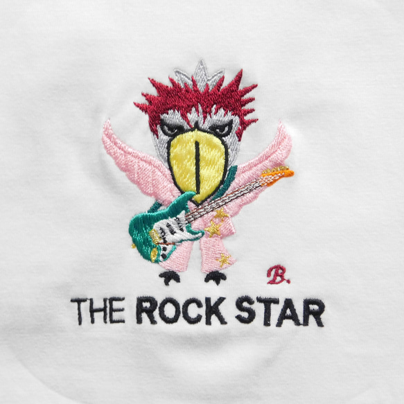 THE ROCK STAR　ハシビロコウの刺繍入りオリジナルTシャツ　6.2オンス　男女兼用 1枚目の画像