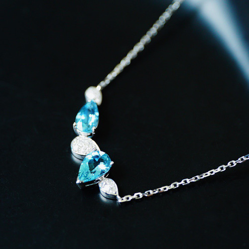 ◆新品◆ K18 アクアマリン&ダイヤ ネックレス アクアマリン ネックレス 18k 18金 K18WG ダイヤモンド 取り巻き