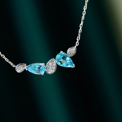 ◆新品◆ K18 アクアマリン&ダイヤ ネックレス 限定3点】アクアマリン/ダイヤモンド K18ネックレス(0.25ctUP/サンタ