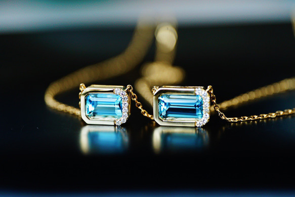 「シンプル」K18天然サンタマリアアクアマリン　天然ダイヤモンド　和名藍玉　水宝玉 3月誕生石　幸福・聡明　ネックレス 5枚目の画像