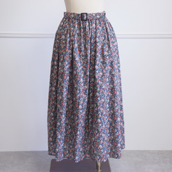 【new】ベルト付きギャザースカート（花柄グレー）FREE 13枚目の画像