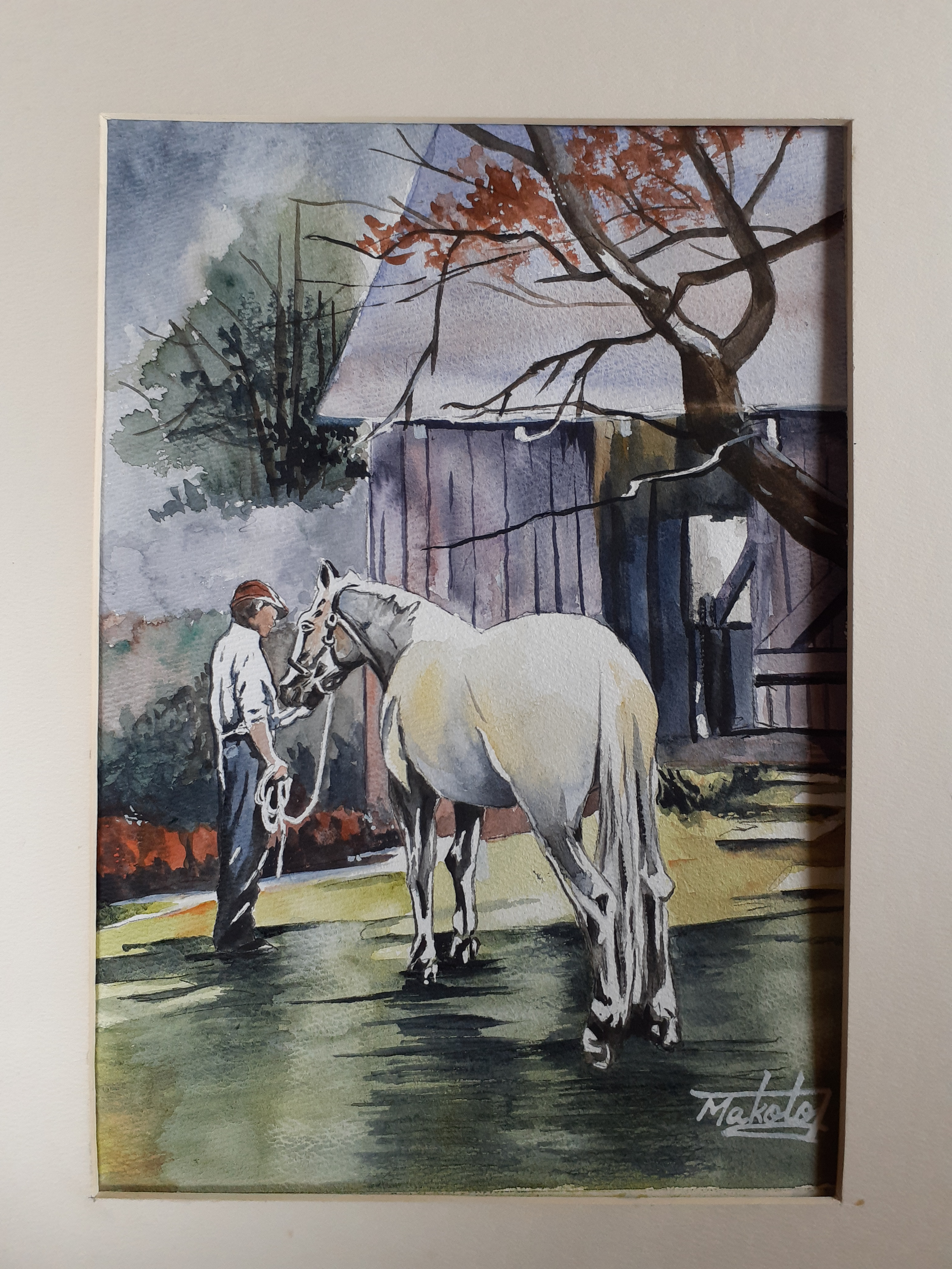 水彩画 白馬 絵画 makochin 通販 16489493｜Creema(クリーマ)