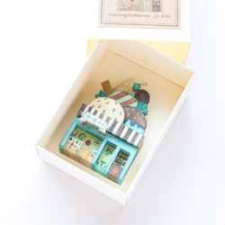 手作りキット＊ミニ3次元ボックス「チョコミントの街のお店」《空想街雑貨店》 1枚目の画像