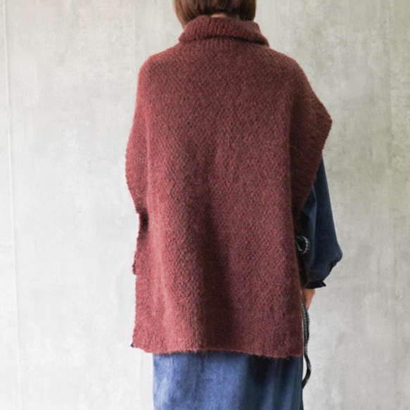 新作♬　モヘア手編み　ニットセーター　重ね着ベスト　ココアブラウン 7枚目の画像