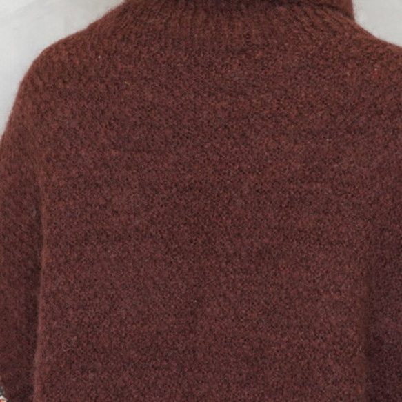 新作♬　モヘア手編み　ニットセーター　重ね着ベスト　ココアブラウン 8枚目の画像