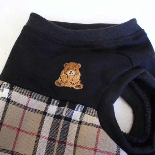 犬服ハンドメイド　タータンワンピ 犬服 タータンチェックタンクトップ/ワンピース(黒) ペット服