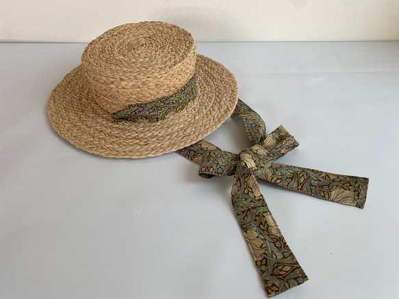 天然素材　マダガスカル産ラフィアを使用したラフィアハット　　麦わら帽子 5枚目の画像