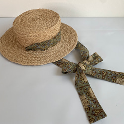 天然素材　マダガスカル産ラフィアを使用したラフィアハット　　麦わら帽子 6枚目の画像