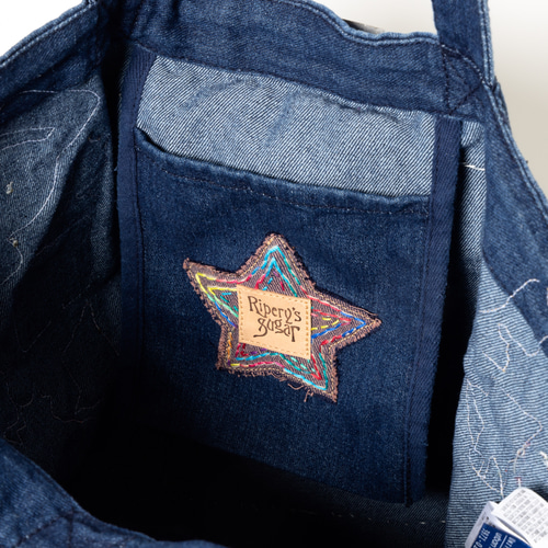 1980's~ JOU JOU SHARPワッペン デニム トートバッグ デニム ビンテージ調トートBAG1点物 ワッペンワッペンたくさん