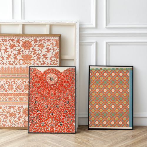 NO.498】タイル模様アートポスター☆オリエンタルお洒落モダン幾何学柄