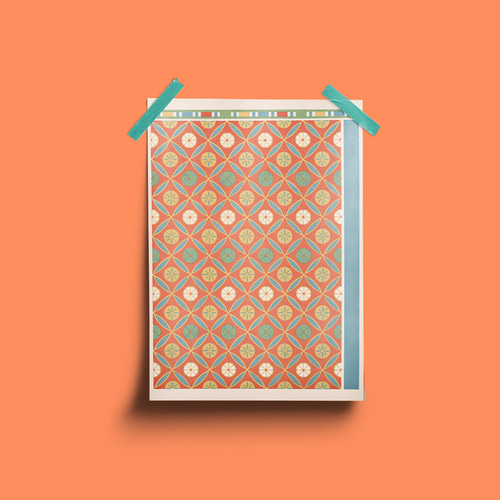 NO.498】タイル模様アートポスター☆オリエンタルお洒落モダン幾何学柄