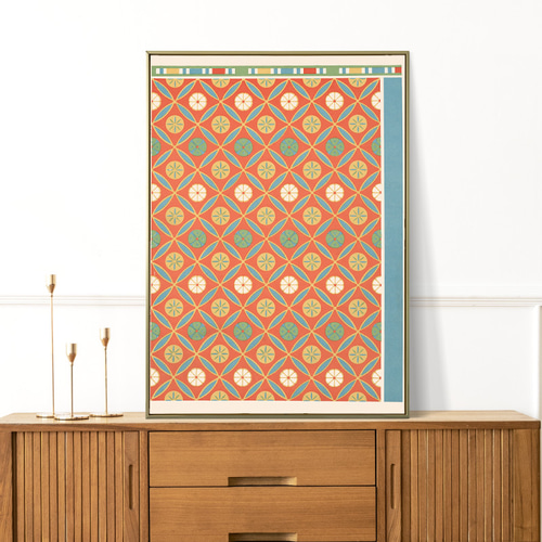 NO.498】タイル模様アートポスター☆オリエンタルお洒落モダン幾何学柄